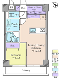 新大塚タウンプラザ 1LDKの間取図画像