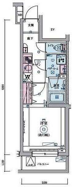 東京都品川区上大崎2丁目(賃貸マンション1K・4階・24.66㎡)の写真 その2