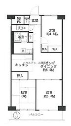 本庄スカイハイツB 3DKの間取図画像