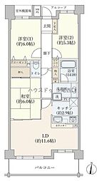レクセルプラザ日進 3LDKの間取図画像