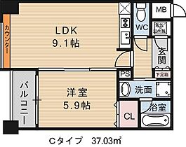 兵庫県西宮市津門西口町（賃貸マンション1LDK・6階・37.03㎡） その2