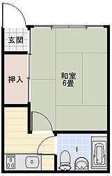 西津田ハイツB 1Kの間取図画像