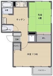 ソファレユーモレスク 2DKの間取図画像