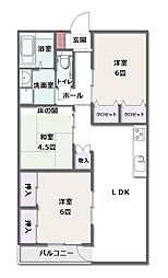 サニークボタ2 3LDKの間取図画像