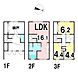 間取り：LDK16帖超の広々空間が魅力の3階建て住宅♪1階には便利な納戸付きで収納豊富♪全室採光良好で明るく快適な住まい♪