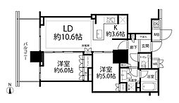ベイサイドタワー晴海 2LDKの間取図画像