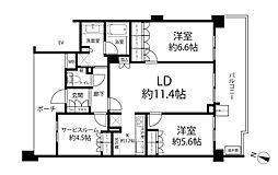 FISNA港北ニュータウン 2SLDKの間取図画像