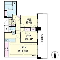 ザ・香里園レジデンス 2LDKの間取図画像