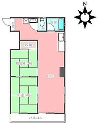 春日第2フォートレス 2LDKの間取図画像