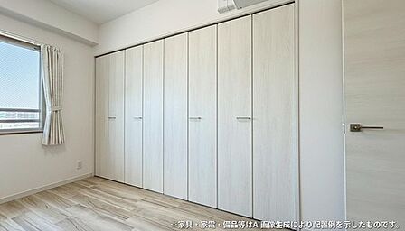 洋室 約6.6帖収納。たっぷりの収納も配備しており、片付いた空間が出来ます。