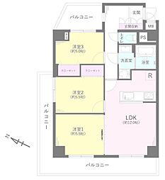 蕨セントラルハイツ 3LDKの間取図画像