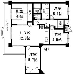 コープ野村鈴蘭台 4LDKの間取図画像