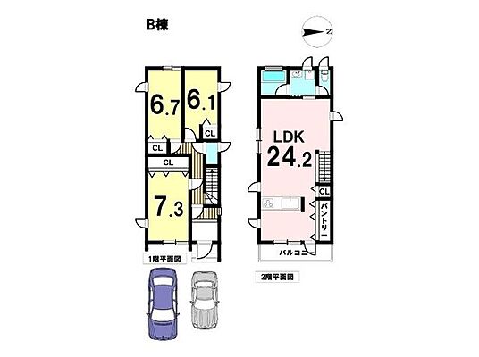 間取り 名古屋市中川区打中2丁目　全2棟　B棟　新築一戸建て