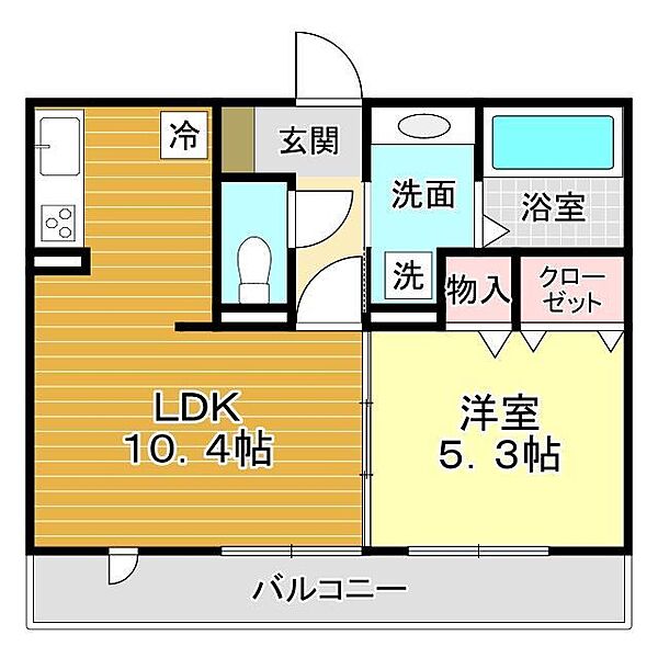 山口県下関市関西町(賃貸アパート1LDK・3階・40.04㎡)の写真 その2