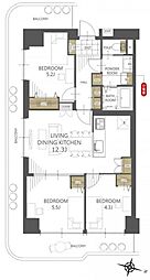 守口ハイライフB棟 3LDKの間取図画像