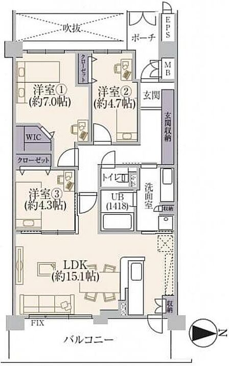 専有面積:77.58? バルコニー面積:14.00? 3LDK 令和8年6月下旬リフォーム完了済みです♪