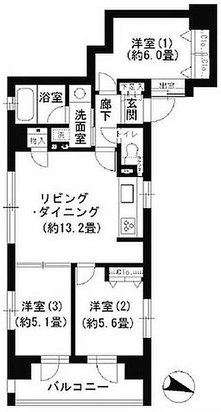 クリオ文京小石川 405｜東京都文京区小石川１丁目(賃貸マンション3LDK・4階・65.58㎡)の写真 その2