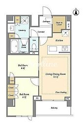 リーブルグラント四谷三丁目（LIBRGRANT四谷三丁目） 3階2LDKの間取り