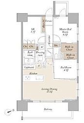 ライトテラス新宿御苑 18階2SLDKの間取り