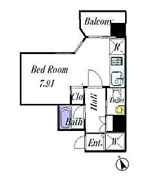 ヴェルト新宿夏目坂 2階ワンルームの間取り