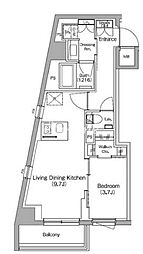 ザ・パークハビオ中野新橋 1LDKの間取図画像