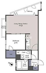 ドゥーエ代々木 1LDKの間取図画像