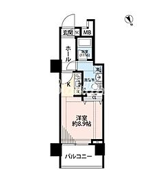 プレール・ドゥーク東新宿3 ワンルームの間取図画像