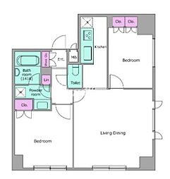 レジディア四谷三丁目 2LDKの間取図画像