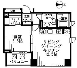 プライムアーバン四谷外苑東 1DKの間取図画像