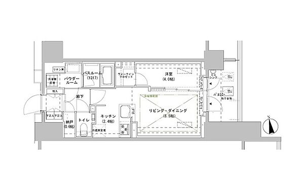 パークスフィア牛込神楽坂 1306｜東京都新宿区南山伏町(賃貸マンション1LDK・13階・40.01㎡)の写真 その2