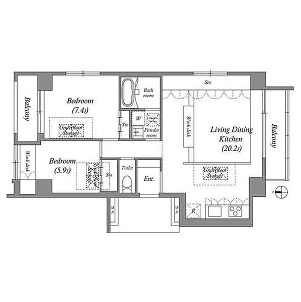 クレアトーレ日暮里 501｜東京都荒川区東日暮里４丁目(賃貸マンション2LDK・5階・69.04㎡)の写真 その2