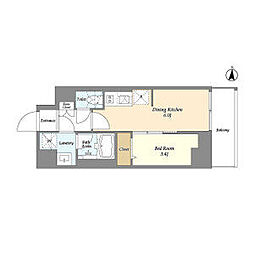 グランカーサ菊川 1DKの間取図画像