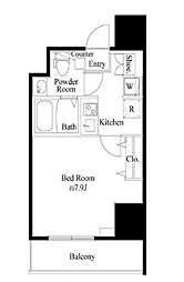 都営新宿線 大島駅 徒歩2分の賃貸マンション 3階1Kの間取り