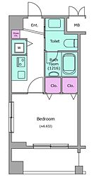 レジディア新川 1Kの間取図画像