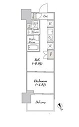 ウエリスアーバン水天宮前 1DKの間取図画像