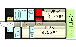 Lu・RaRa諸口 8階1LDKの間取り