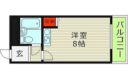 メビウス城北公園レジデンス 3階1Kの間取り