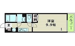 シャルマンドミール 1階1Kの間取り