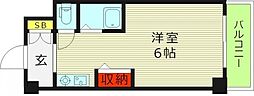 ラ・フォーレ桜宮II 4階ワンルームの間取り