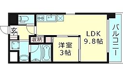 スクウェアＪ 3階1LDKの間取り