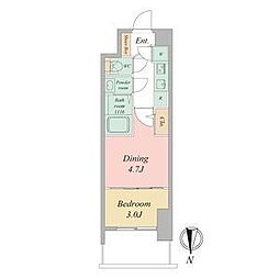 セレニテ東梅田アリエ 2Kの間取図画像