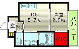 AILE放出 3階1DKの間取り