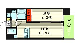 プレジオ城東 1LDKの間取図画像