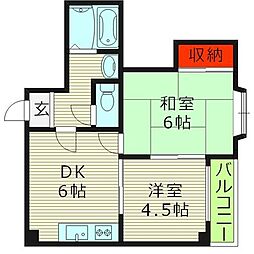 プランドール90 2DKの間取図画像