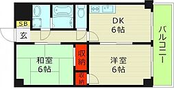 M'プラザ城東五番館 2DKの間取図画像