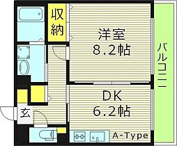 チャコーレ岡本 1DKの間取図画像