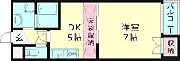 アッシュドゥエスペランス 1Kの間取図画像