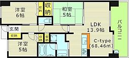 レジディア都島1 3LDKの間取図画像
