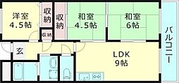 ハイムシギタ 3LDKの間取図画像