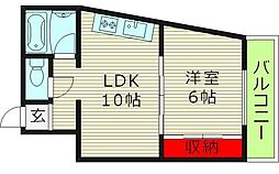 ウスヰマンション 1LDKの間取図画像
